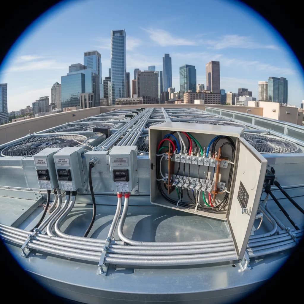 Professional Commercial Rooftop HVAC Electrical Installation